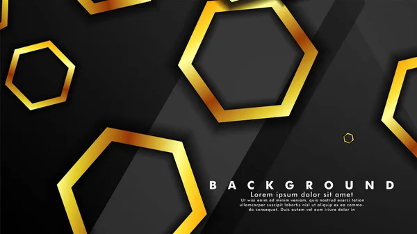 Vektor háttér design, hogy átfedések hatszög arany színátmenetekkel fekete térben a szöveg és a háttér design — Stock Vector