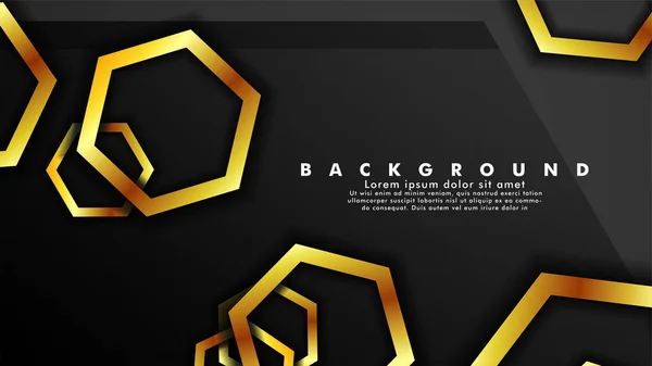 Vektor háttér design, hogy átfedések hatszög arany színátmenetekkel fekete térben a szöveg és a háttér design — Stock Vector