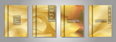 Kitap kapağı arka planlar Vektör koleksiyonu. Eps tasarım Vektör illüstrasyon 10. Altın degrade dalga rengi