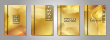 Kitap kapağı arka planlar Vektör koleksiyonu. Eps tasarım Vektör illüstrasyon 10. Altın degrade dalga rengi