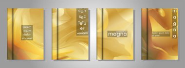 Kitap kapağı arka planlar Vektör koleksiyonu. Eps tasarım Vektör illüstrasyon 10. Altın degrade dalga rengi