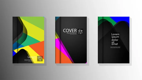 Vektor samling av bokomslag bakgrunder. EPS 10 vektor design illustrationer. Multicolor — Stock vektor