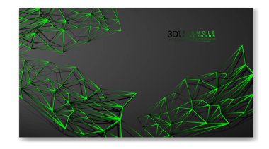 3d Üçgen Çizgi Arka Plan . Degrade Siyah Yeşil