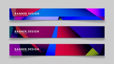 Renkli geometrik degrade arka planlara sahip soyut dikdörtgen vektör afişleri