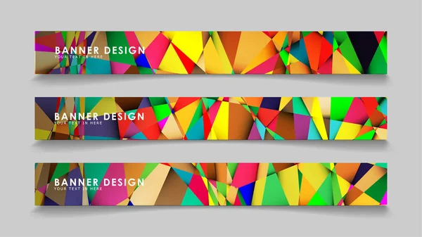 Abstrakte rechteckige Vektorbanner mit bunten geometrischen Farbverläufen — Stockvektor