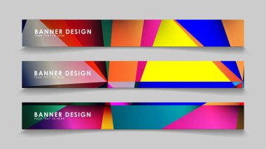 Renkli geometrik degrade arka planlara sahip soyut dikdörtgen vektör afişleri