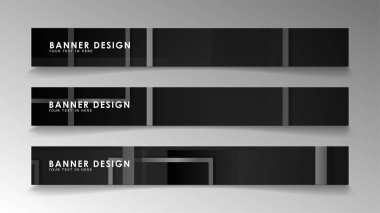 Siyah beyaz degradeli soyut geometrik ve dikdörtgen desenlerden oluşan afişler. Vektör illüstrasyon. Eps 10