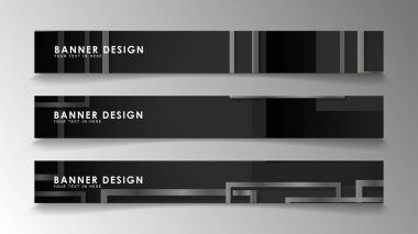 Siyah beyaz degradeli soyut geometrik ve dikdörtgen desenlerden oluşan afişler. Vektör illüstrasyon. Eps 10