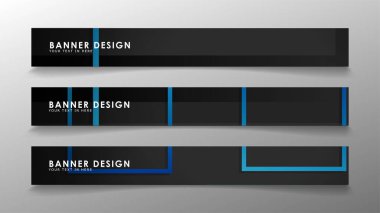 Mavi degradeli soyut geometrik ve dikdörtgen desenli afişler. Vektör İllüstrasyon. Eps 10