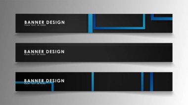 Mavi degradeli soyut geometrik ve dikdörtgen desenli afişler. Vektör İllüstrasyon. Eps 10