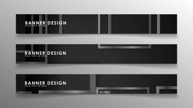 Siyah beyaz degradeli soyut geometrik ve dikdörtgen desenlerden oluşan afişler. Vektör illüstrasyon. Eps 10