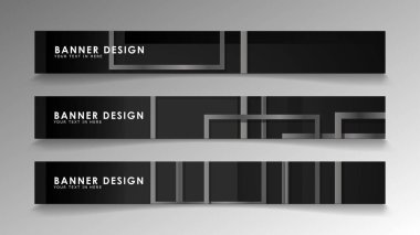 Siyah beyaz degradeli soyut geometrik ve dikdörtgen desenlerden oluşan afişler. Vektör illüstrasyon. Eps 10