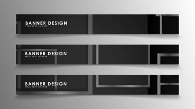 Siyah beyaz degradeli soyut geometrik ve dikdörtgen desenlerden oluşan afişler. Vektör illüstrasyon. Eps 10
