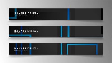 Mavi degradeli soyut geometrik ve dikdörtgen desenli afişler. Vektör İllüstrasyon. Eps 10