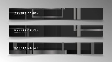 Siyah beyaz degradeli soyut geometrik ve dikdörtgen desenlerden oluşan afişler. Vektör illüstrasyon. Eps 10