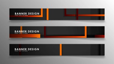 Turuncu degradeli soyut geometrik ve dikdörtgen desenli afişler