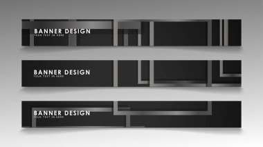 Siyah beyaz degradeli soyut geometrik ve dikdörtgen desenlerden oluşan afişler. Vektör illüstrasyon. Eps 10