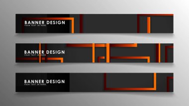 Turuncu degradeli soyut geometrik ve dikdörtgen desenli afişler