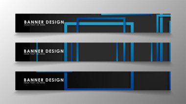 Mavi degradeli soyut geometrik ve dikdörtgen desenli afişler. Vektör İllüstrasyon. Eps 10