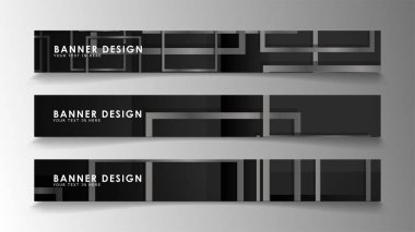 Siyah beyaz degradeli soyut geometrik ve dikdörtgen desenlerden oluşan afişler. Vektör illüstrasyon. Eps 10