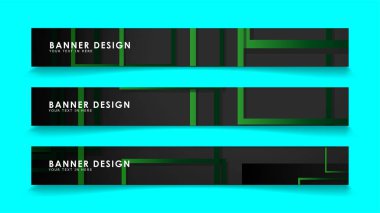 Yeşil degradeli soyut geometrik ve dikdörtgen desenli afişler. Vektör İllüstrasyon. Eps 10