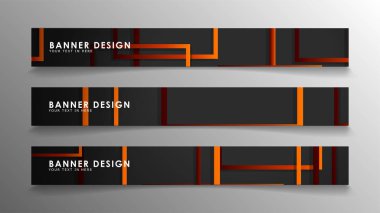 Turuncu degradeli soyut geometrik ve dikdörtgen desenli afişler