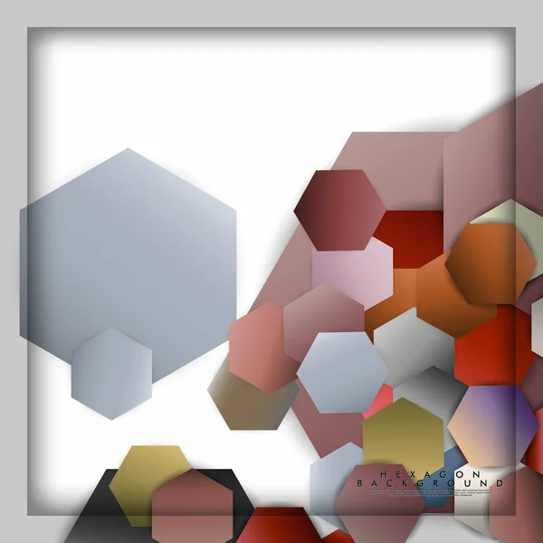 Abstrait vecteur hexagone fond avec pierre de couleur et gradient de brique et ombre — Image vectorielle
