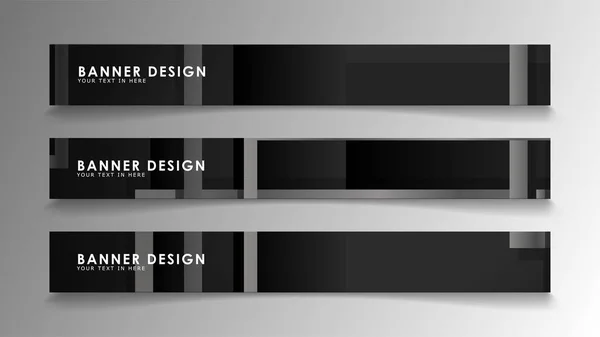Banners de padrões geométricos e retangulares abstratos com gradientes em preto e branco. Ilustração vetorial. EPS 10 — Vetor de Stock