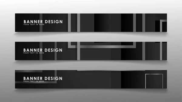 Banners de patrones geométricos y rectangulares abstractos con gradientes en blanco y negro. Ilustración vectorial. EPS 10 — Vector de stock