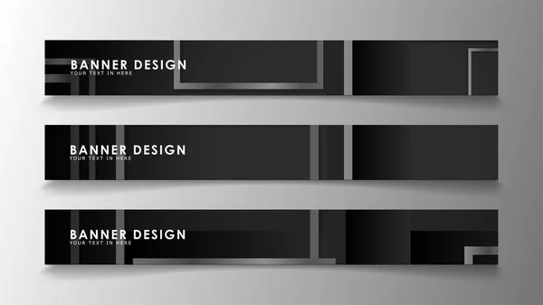 Banners de patrones geométricos y rectangulares abstractos con gradientes en blanco y negro. Ilustración vectorial. EPS 10 — Archivo Imágenes Vectoriales