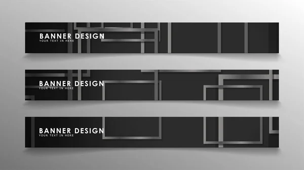 Banner mit abstrakten geometrischen und rechteckigen Mustern mit schwarz-weißen Verläufen. Vektorillustration. Folge 10 — Stockvektor