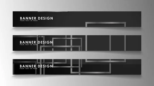 Banner mit abstrakten geometrischen und rechteckigen Mustern mit schwarz-weißen Verläufen. Vektorillustration. Folge 10 — Stockvektor