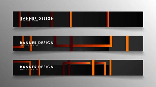 Banderas geométricas y rectangulares abstractas con gradientes naranjas — Archivo Imágenes Vectoriales