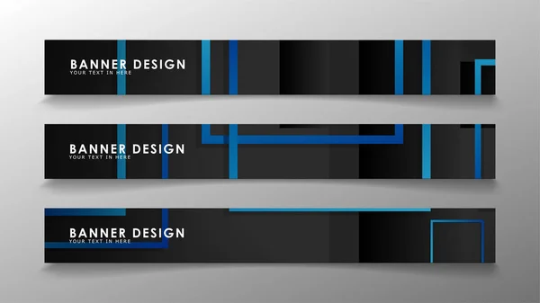 Banderas geométricas y rectangulares abstractas con gradientes azules. Ilustración vectorial. Eps 10 — Archivo Imágenes Vectoriales