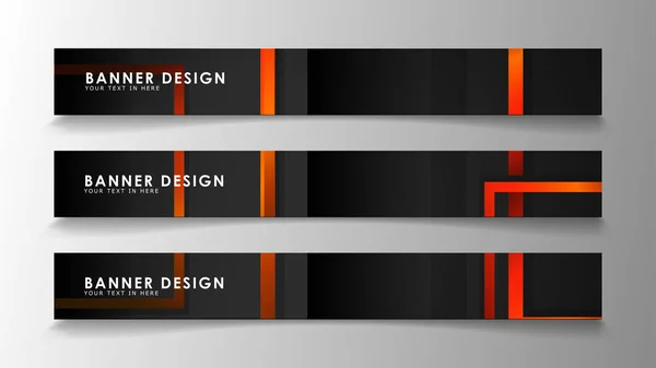 Abstract geometric and rectangular pattern banners with orange gradients — Stock Vector