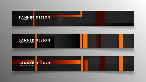 Bandeiras de padrão geométrico e retangular abstrato com gradientes de laranja — Vetor de Stock