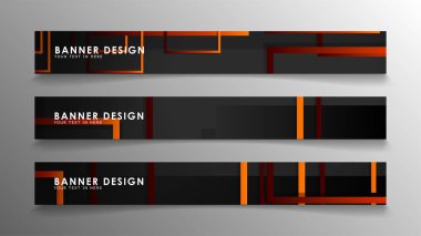 Turuncu degradeli soyut geometrik ve dikdörtgen desenli afişler