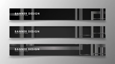 Siyah beyaz degradeli soyut geometrik ve dikdörtgen desenlerden oluşan afişler. Vektör illüstrasyon. Eps 10