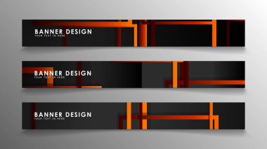 Turuncu degradeli soyut geometrik ve dikdörtgen desenli afişler