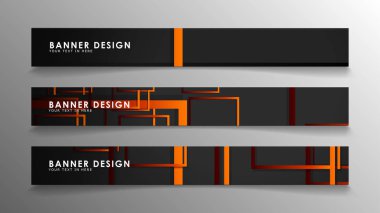 Turuncu degradeli soyut geometrik ve dikdörtgen desenli afişler