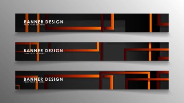 Turuncu degradeli soyut geometrik ve dikdörtgen desenli afişler