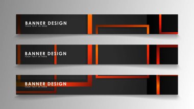 Turuncu degradeli soyut geometrik ve dikdörtgen desenli afişler