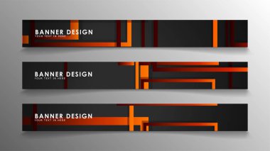 Turuncu degradeli soyut geometrik ve dikdörtgen desenli afişler