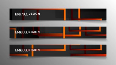 Turuncu degradeli soyut geometrik ve dikdörtgen desenli afişler