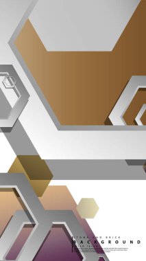 Altıgen taş ve tuğla renk kompozisyonları ile soyut geometrik arka planlar. Vektör çizimi