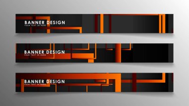 Turuncu degradeli soyut geometrik ve dikdörtgen desenli afişler