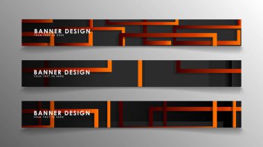 Turuncu degradeli soyut geometrik ve dikdörtgen desenli afişler