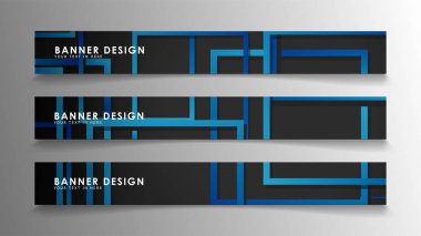 Mavi degradeli soyut geometrik ve dikdörtgen desenli afişler. Vektör İllüstrasyon. Eps 10