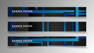 Mavi degradeli soyut geometrik ve dikdörtgen desenli afişler. Vektör İllüstrasyon. Eps 10