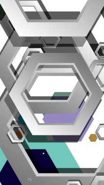 Altıgen soğuk renk kompozisyonu ile soyut geometrik arka plan. Vektör çizimi